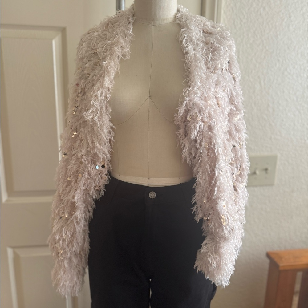House of Harlow 1960 Cream Teddy Jacket